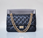 Chanel Classic Falp Bag Original Elephant Grain Leather A28668 in black with Gold Chain A28668