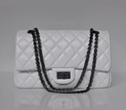 Chanel Classic Falp Bag Sheepskin Leather A28668 in White with Antique Silver Chain A28668