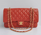 Chanel Classic Flap Bag 1113 Caviar leather in Red with Gold 1113