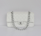 Chanel Classic Flap Bag 1113 Caviar leather in White with Silver 1113