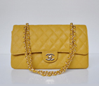 Chanel Classic Flap Bag 1113 Caviar leather in Yellow with Gold 1113