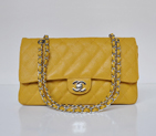 Chanel Classic Flap Bag 1113 Caviar leather in Yellow with Silver 1113