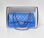 Chanel Classic Flap Bag 1113 Original Lambskin leather in Blue with Silver 1113