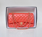 Chanel Classic Flap Bag 1113 Original Lambskin leather in Orange with Gold 1113