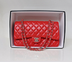 Chanel Classic Flap Bag 1113 Original Lambskin leather in Red with Silver 1113