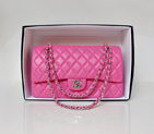 Chanel Classic Flap Bag 1113 Original Lambskin leather in Rose with Silver 1113