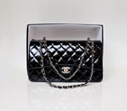 Chanel Classic Flap Bag 1113 Original Patent leather in Black with Silver 1113
