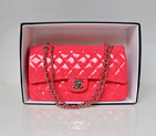 Chanel Classic Flap Bag 1113 Original Patent leather in Peach with Silver 1113