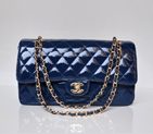 Chanel Classic Flap Bag 1113 Patent leather in Blue with Gold 1113