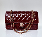 Chanel Classic Flap Bag 1113 Patent leather in Claret with Gold 1113