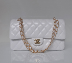 Chanel Classic Flap Bag 1113 Patent leather in White with Gold 1113