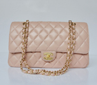 Chanel Classic Flap Bag 1113 Sheepskin leather in Pink with Gold 1113