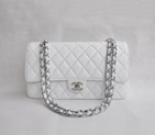 Chanel Classic Flap Bag 1113 Sheepskin leather in White with Silver 1113