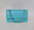 Chanel Classic Flap Bag 1113 Sheepskin leather in lake Blue with Gold 1113