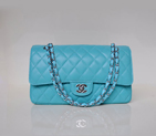 Chanel Classic Flap Bag 1113 Sheepskin leather in lake Blue with Silver 1113