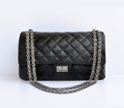 Chanel Classic Flap Bag A30226 elephantskin Black with Antique Silver chain A30226