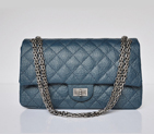 Chanel Classic Flap Bag A30226 elephantskin blue with silver chain A30226