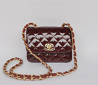 Chanel Classic Micro Flap Bag 1118 Claret Patent leather Gold Hardware 1118