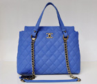 Chanel Classic Nubuck Cannage Pattern leather Two Handle Bag A69091 Blue A69091