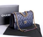 Chanel Flap Shoulder Bag Original Calfskin Leather A37008 Blue A37008