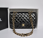 Chanel Jumbo Classic Original Patent leather Flap Bag A36076 Black with gold A36076