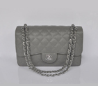 Chanel Jumbo Quilted Classic Caviar leather Flap Bag A58600 Gray Silver A58600