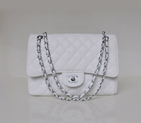 Chanel Jumbo Quilted Classic Caviar leather Flap Bag A58600 White Silver A58600