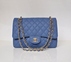 Chanel Jumbo Quilted Classic Caviar leather Flap Bag A58600 blue Gold A58600