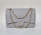 Chanel Jumbo Quilted Classic Caviar leather Flap Bag A58601 Gray in Gold A58601