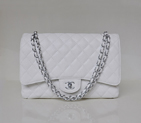 Chanel Jumbo Quilted Classic Caviar leather Flap Bag A58601 White Silver A58601
