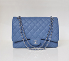 Chanel Jumbo Quilted Classic Caviar leather Flap Bag A58601 blue Silver A58601