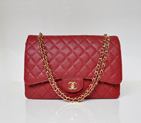 Chanel Jumbo Quilted Classic Caviar leather Flap Bag A58601 red Gold A58601