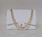 Chanel Jumbo Quilted Classic Caviar leather Flap Bag A58601 white Gold A58601