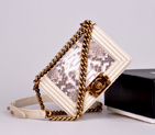 Chanel LE Boy 2014 Flap Shoulder Bag Real Python Leather A67063 Beige A67063