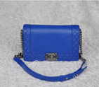 Chanel LE Boy 2014 Original Leather Flap Shoulder Bag A67949 in Medium Blue A67949