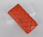 Chanel Lambskin Leather Bi-Fold Wallet C0901 Orange C0901