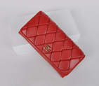 Chanel Lambskin Leather Bi-Fold Wallet C0901 Red C0901