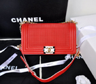 Chanel Le Boy 2014 Flap Shoulder Bag in Original Calf Leather A5626 Red A5626
