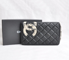 Chanel Leather Snake CC Logo Long Zipper Wallet 26710 Black 26710