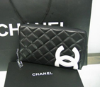 Chanel Leather White CC Logo Long Zipper Wallet 26710 Black 26710