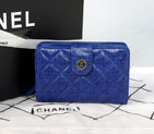 Chanel Matelasse Bi-Fold Wallet Glazed Crackled Leater C004 Blue C004
