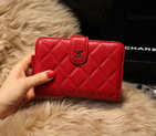 Chanel Matelasse Bi-Fold Wallet Sheepskin Leater A31506 Red A31506
