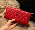 Chanel Matelasse Bi-Fold Wallet Sheepskin Leater A31507 Red A31507