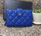 Chanel Matelasse Bi-Fold Wallet Sheepskin Leather A50073 Blue A50073