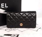 Chanel Matelasse Bi-Fold wallets Original Glazed Crackled Leater C001 Black C001