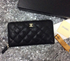 Chanel Matelasse Zip Around Wallet Caviar leather A50071 Black A50071