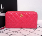 Chanel Matelasse Zip Around Wallet Original Glazed Crackled Leater C009 Rose C009