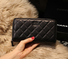 Chanel Matelasse Zip Around Wallet Sheepskin A31505 Black A31505