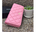 Chanel Matelasse Zip Around Wallet Sheepskin A31508 Pink A31508