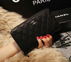 Chanel Matelasse Zip Around Wallet Sheepskin A80131 Black A80131